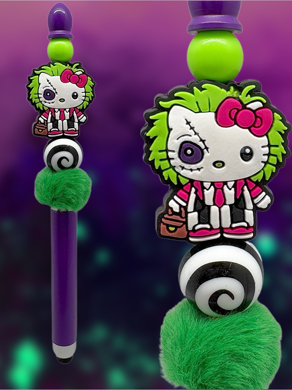 Handmade Hello Kitty Beetlejuice Beaded STYLUS Pen